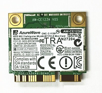 AzureWave Broadcom BCM94352HMB BCM94352 802.11ac WLAN 2.4G/5Ghz wifi Bluetooth BT4.0 Half Mini PCI-E Card 867Mbps - inewdeals.com