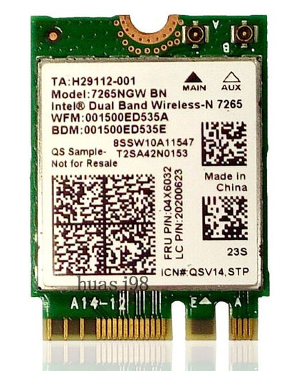 for Intel Dual band Wireless-N 7265 7265NGW BN Card Bluetooth 4.0 300 Mbps NGFF 2.4G/5GHz For IBM Lenovo FRU:04X6032 - inewdeals.com