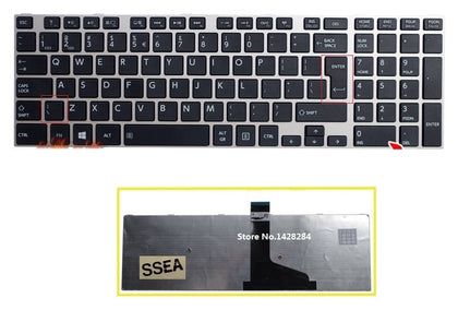 laptop US Keyboard For TOSHIBA SATELLITE C50 C50D C50-A C55D C70 C75 S50 S55 L50 L50-A L70 L75 with silver frame - inewdeals.com
