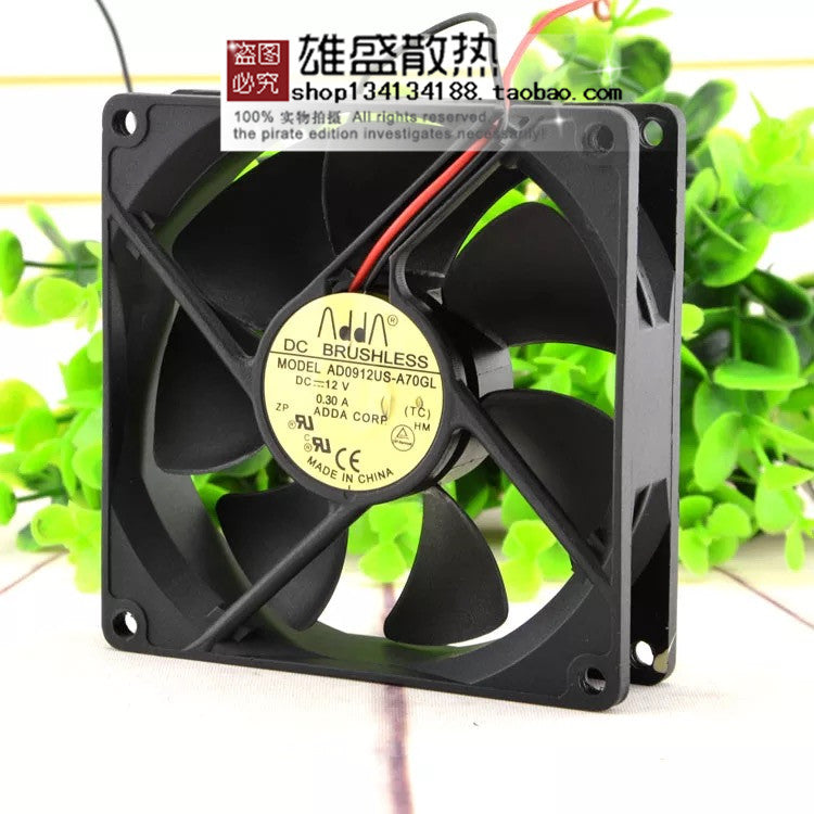 Adda 9025 AD0912US-A70GL 12V 0.30A 2-Wire Cooling Fan 92*92 * 25MM