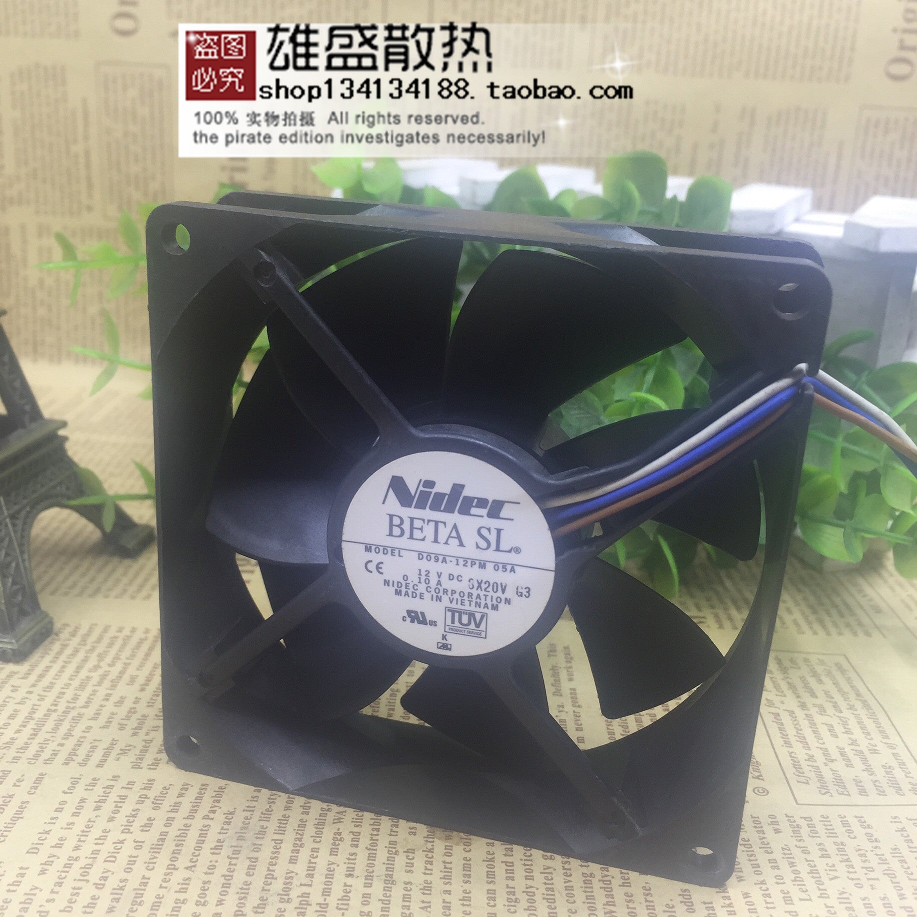 Nidec 9025 9CM 12V 0.10A 3-Wire Chassis Cooling Fan D09A-12PM 05A
