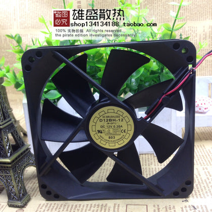 Yuelun 12025 D12BH-12 Dc12v 0.30a Silent Double Ball Cooling Fan-inewdeals.com