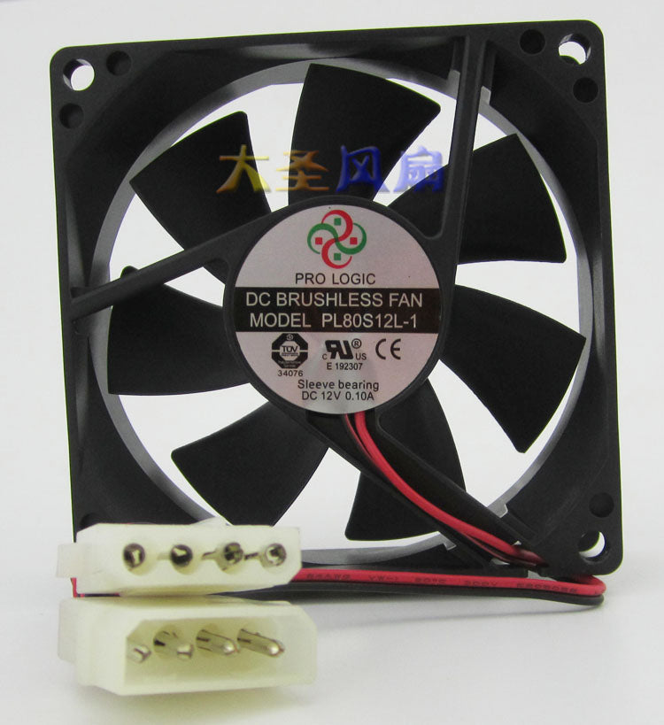 Taiwan Power PL80S12L-1 12V 0.10A 4P Plug 8cm 80*80*25mm Silent Chassis Fan Ultra-Mute
