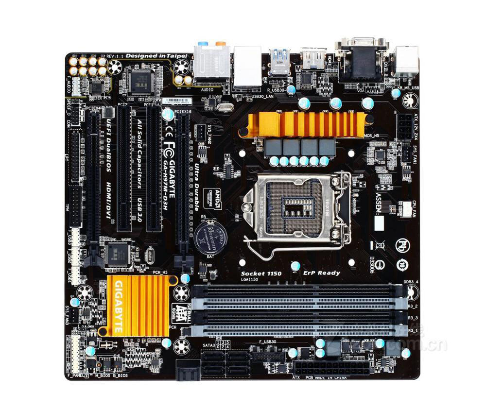 Used Desktop motherborad for Gigabyte H97M-D3H motherboard DDR3 LGA 1150 for intel I3 I5 I7