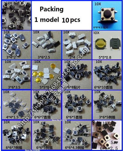 18 models 180 pcs Tactile Push Button Switch Micro Switch for laptop tablet PC - inewdeals.com
