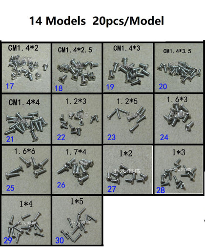 Micro screw Mobile phone camera flat head screws small screws 14 Models 280pcs/lot - inewdeals.com
