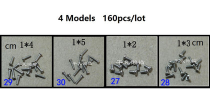 Micro screw Mobile phone camera flat head screws small screws 4 Models 160pcs/lot  1 *2 1 *3 1 *4 1 *5 cm - inewdeals.com