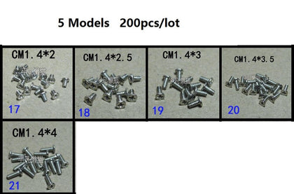 Micro screw Mobile phone camera flat head screws small screws 5 Models 40PCS/Model 200pcs/lot - inewdeals.com
