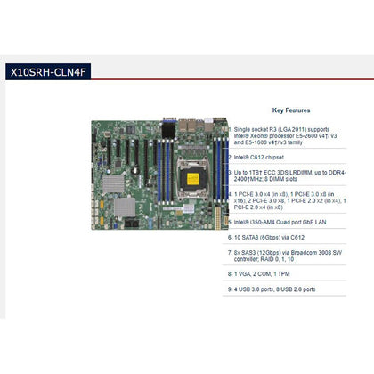 X10SRH-CLN4F Industrial Package Motherboard Supermicro Two-way Server Gigabit Ethernet Port C612 Chip SAS SATAX10SRH-CLN4F I